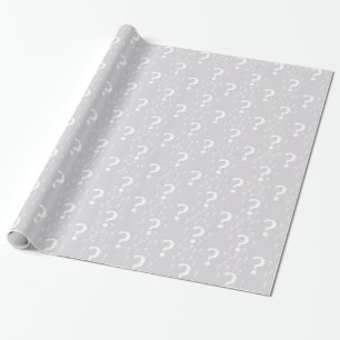 Papier Cadeau Mystère point de question énigme puzzle gris clair