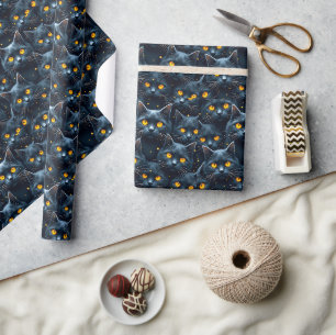 Papier Cadeau Mystérieux Motif de chat noir