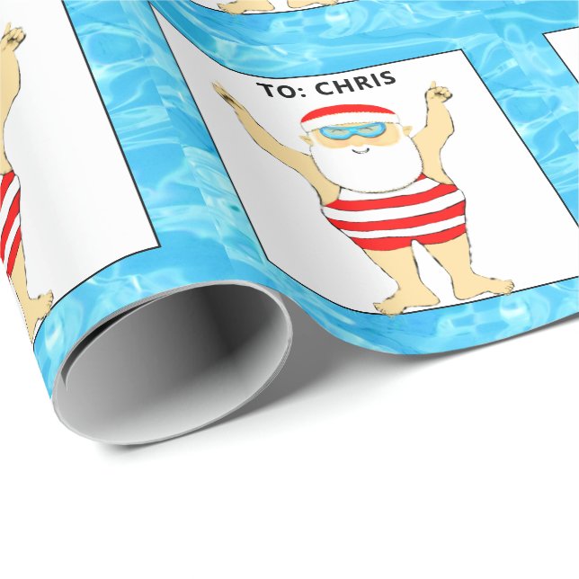 Papier Cadeau nage nage cadeau de vacances nageur (Coin rond)