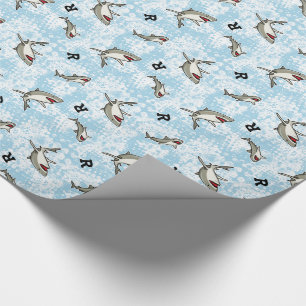 Papier Cadeau Nager Des Requins, Ajouter Un Monogramme