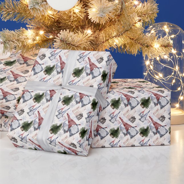 Papier Cadeau Nains drôles, Cabines, Arbres de Noël, Flocons de  (Vacances)