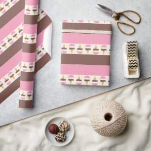 Papier Cadeau Napolitain Crème glacée Motif à rayures