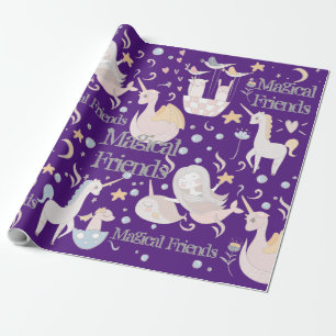 Papier Cadeau Narwhal Mermaid Unicorn Dragon Pastel Personnalis