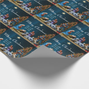 Papier Cadeau Nativité de Noël avec citation