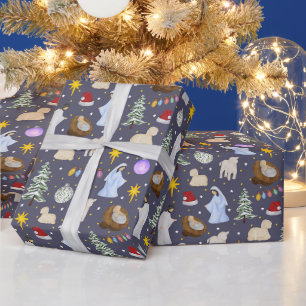 Papier Cadeau Nativité de Noël de l'aquarelle