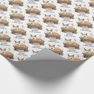 Papier Cadeau Nativité de Noël Pembroke Welsh Corgi (rouge1) Amu