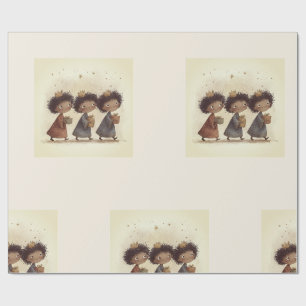 Papier cadeau Nativité des Trois Sages Noirs 1