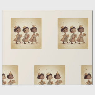 Papier cadeau Nativité des Trois Sages Noirs 2
