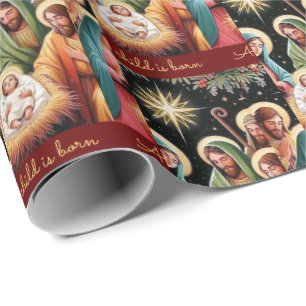 Papier Cadeau Nativité Noël Bébé Jésus, Un Enfant Est Né