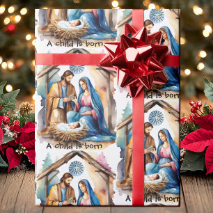 Papier Cadeau Nativité Noël Bébé Jésus, Un Enfant Est Né