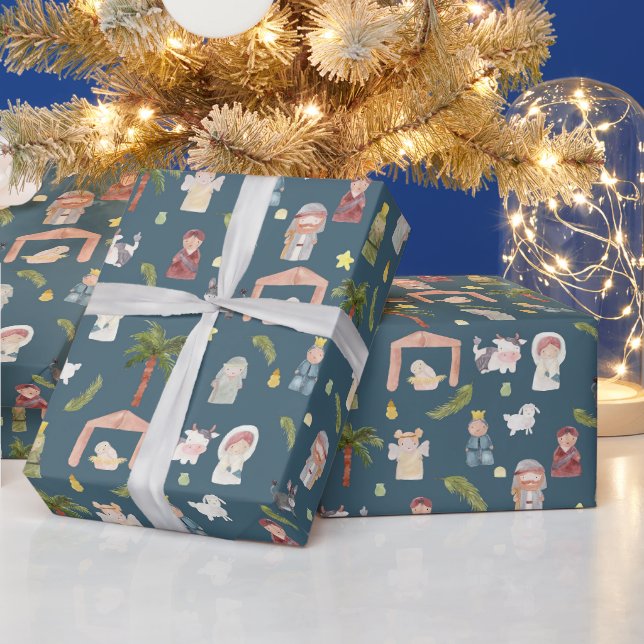 Papier Cadeau Nativité Noël Vacances Marine Wrapper Papier (Vacances)