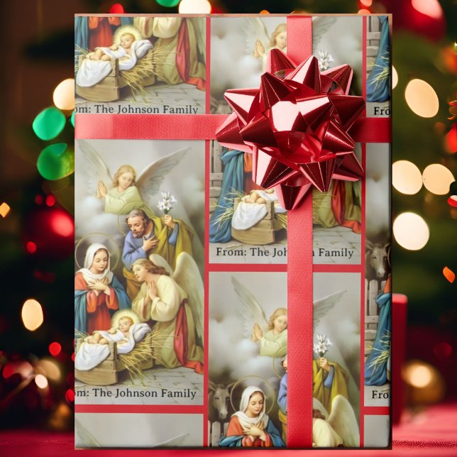 Papier Cadeau Nativity Holy Family Add Your Text Christmas Gift (Créateur téléchargé)