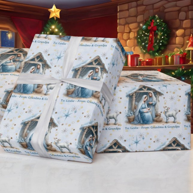 Papier Cadeau Nativity Personalize Name Baby Jesus Christmas (Créateur téléchargé)