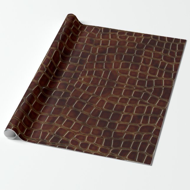Papier Cadeau Natural background of lacquered brown crocodile le (Déroulé)