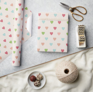 Papier Cadeau Nature romantique Couleurs Coeurs Enveloppement Pa