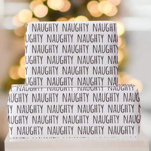 Papier Cadeau Naughty Black White Typographie Motif Noël