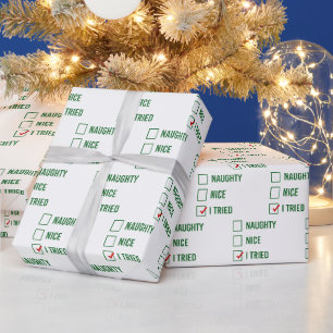 Papier Cadeau Naughty, Nice, J'Ai Essayé - Drôle Noël