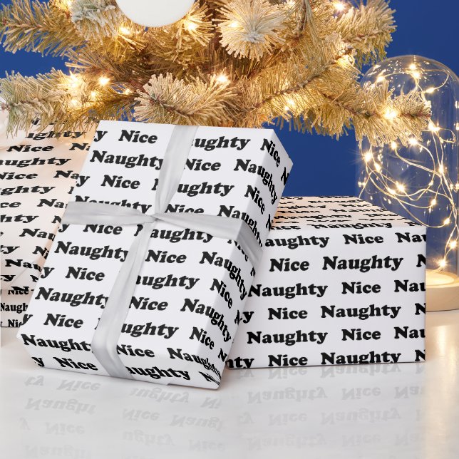 Papier Cadeau Naughty ou beau blanc noir moderne drôle mignon (Vacances)