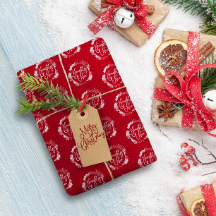 Papier Cadeau Naughty ou Nice Floral Sprig Motif Noël