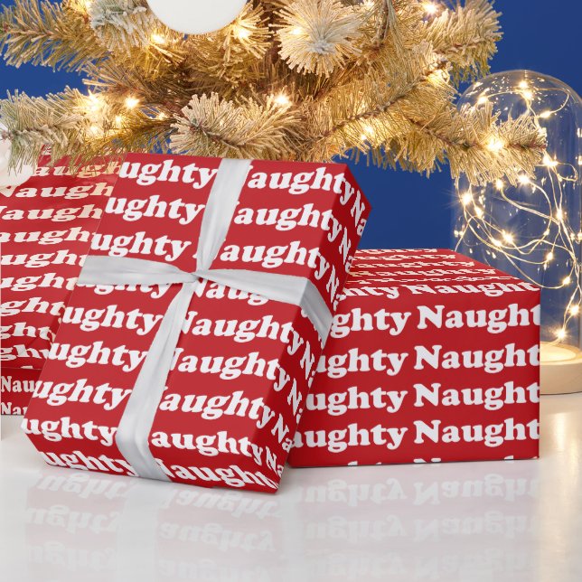 Papier Cadeau Naughty rouge & blanc motif drôle cadeau mignon (Vacances)