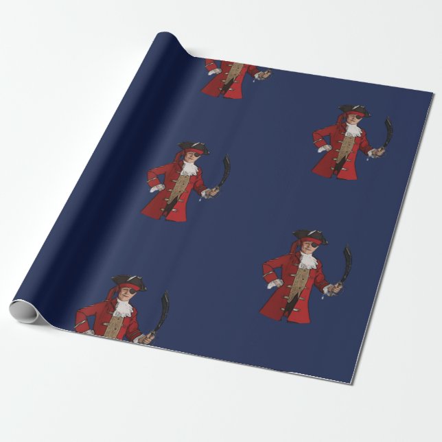 Papier Cadeau Nautical Blue Boy Pirate (Déroulé)