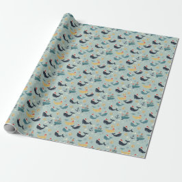 Papier Cadeau Nautical Christmas Wrapping Paper Featuring Whales