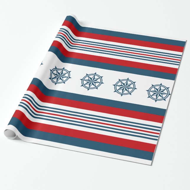 Papier Cadeau Nautical themed design (Déroulé)
