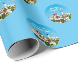 Papier Cadeau Nautique été Anniversaire Nubble Maine Phare