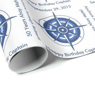 Papier Cadeau Nautique personnalisable du cinquantième