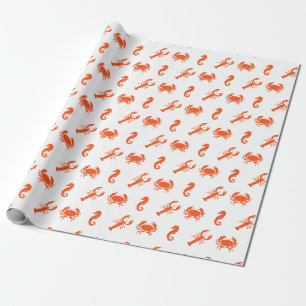 Papier Cadeau Nautique Sea Animaux motifs homard crabe hippocamp