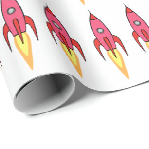 Papier Cadeau Navire à roquettes roses Espace extra-atmosphériqu