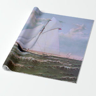 Papier Cadeau Navire de voile antique sloop yacht voilier océan