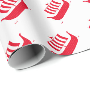Papier Cadeau Navires viking avec couleur personnalisable