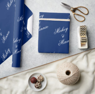 Papier cadeau Navy avec nom de couple élégant