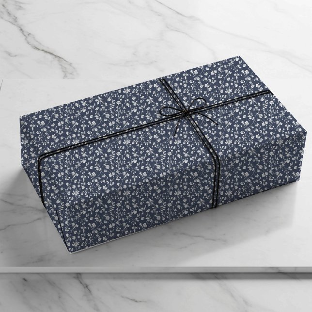 Papier Cadeau Navy Blue Classic Wedding Gift Wrapping Paper (Créateur téléchargé)