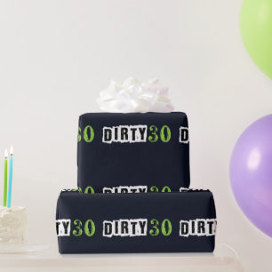Papier Cadeau Navy Blue & Green Dirty 30 30ème Parti
