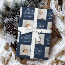 Navy Merry Christmas Calligraphy Family 2 photo