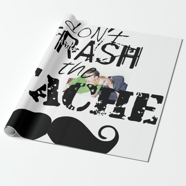 Papier Cadeau Ne jetez pas la moustache Retro Hipster (Déroulé)