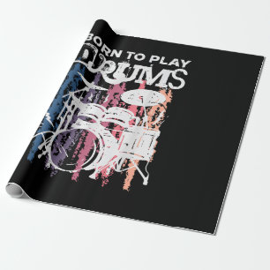 Papier Cadeau Né Pour Jouer Drumming Rock Music Band Drumme