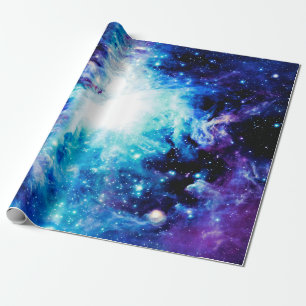 Papier Cadeau Nébuleuse d'Orion gros Bleu Turquoise Violet