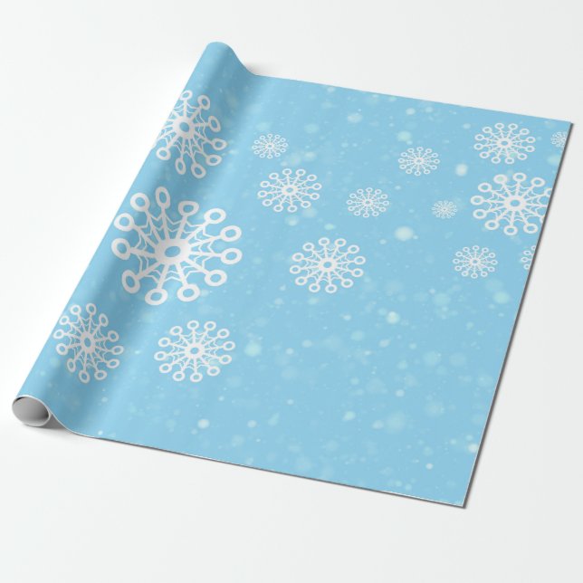 Papier Cadeau Neige dans le ciel bleu (Déroulé)