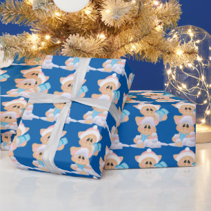 Papier Cadeau Neige en carrelage papier d'emballage de cochon de