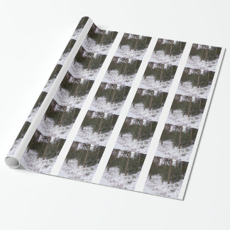 Papier Cadeau Neige et arbres sur l'enveloppe de cadeau par des