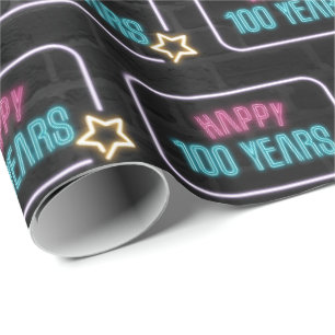 Papier Cadeau Neon 100e Marquee Anniversaire En Brique