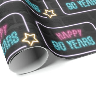 Papier Cadeau Neon 90th Birthday Marquee On Brick