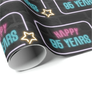 Papier Cadeau Neon 95th Birthday Marquee On Brick Wrapping Paper