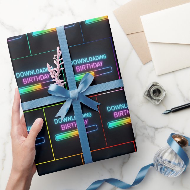 Papier Cadeau Neon Birthday Computer Downloading Bar (Cadeaux)