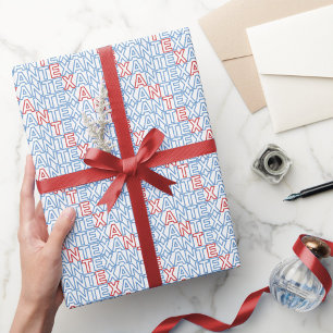 Papier Cadeau Néon du TEXAN rouge et bleu