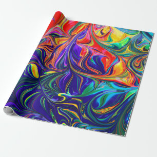 Papier Cadeau Neon - Flèches psychédéliques - Couleurs arc-en-ci
