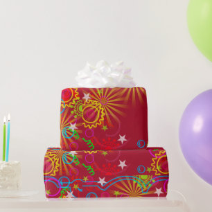 Papier Cadeau Neon, Glow in the Dark, Starburst, Fils, Fête